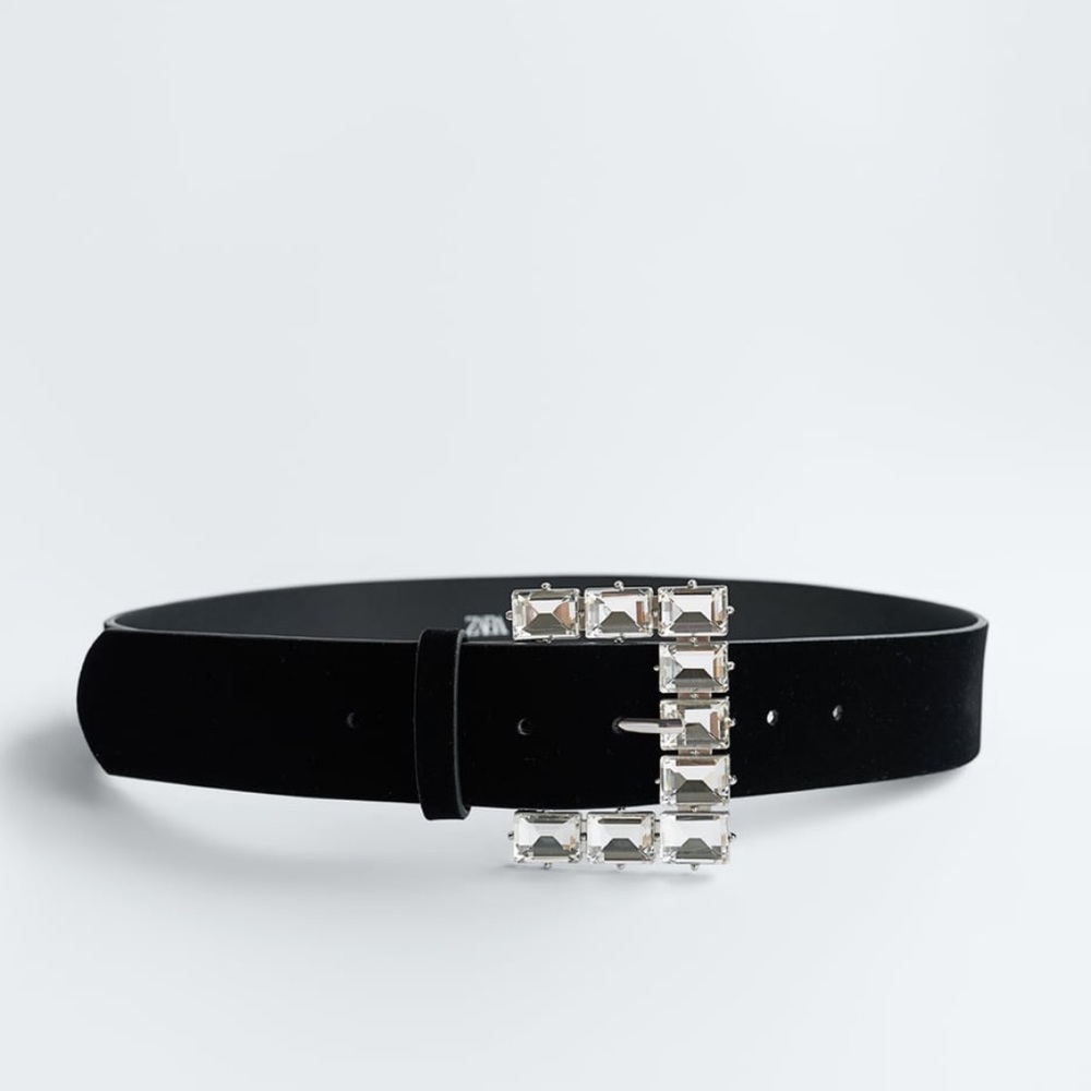 ZARA Belt With Bejeweled Buckle